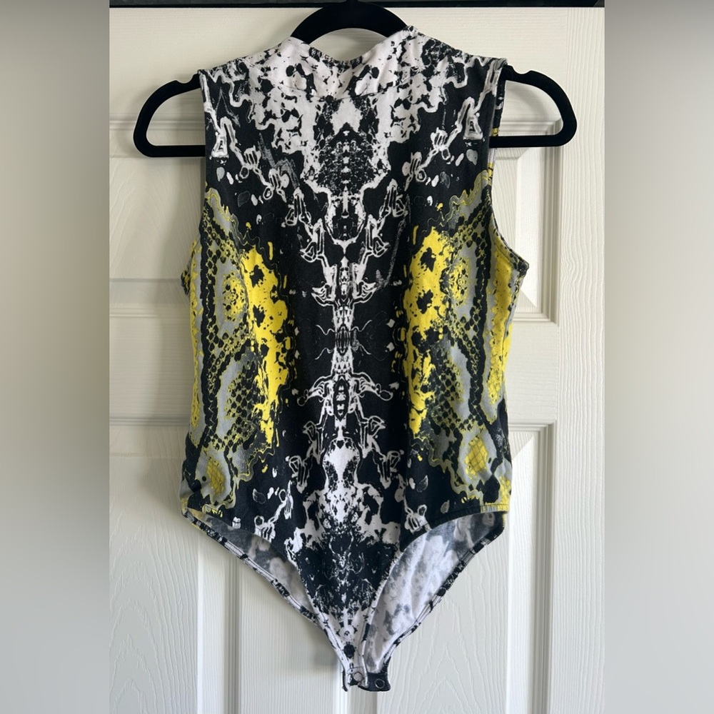 Yellow and Black Snakeskin Print Bodysuit